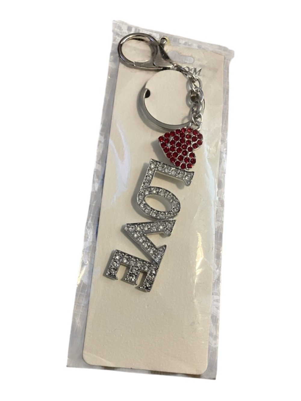 LOVE Crystal Keychain with Red Heart Charm